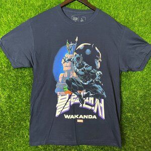 Black Panther Comic Movie, Wakanda Japanese Lettering T-shirt Large
